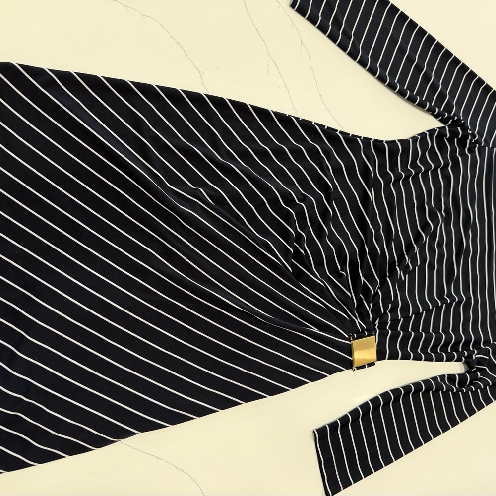 Tahari Black and White Striped Dress